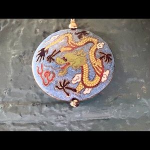 Vintage Cloisonné Enamel Pendant Necklace